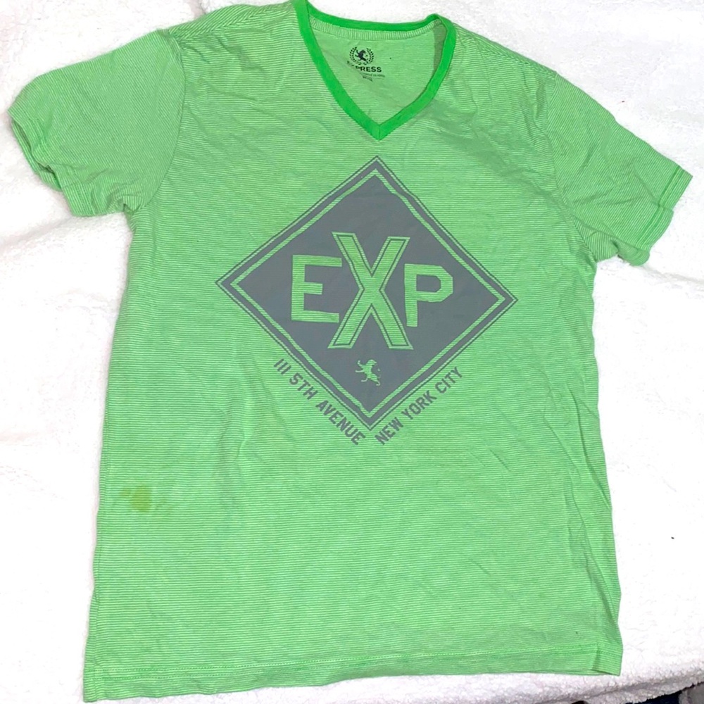 Green V - neck shirt
